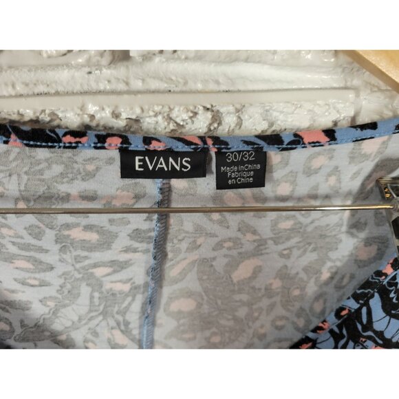 Evans Womens Top 30 32 Plus Tee Tunic Short Sleeve Blue Butterflies C24E - Picture 5 of 7